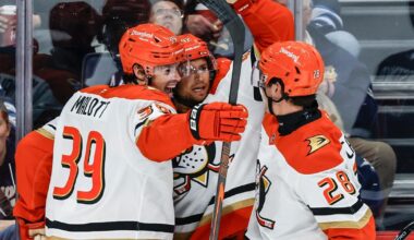 Judd Caulfield scores first NHL goal to help the Ducks beat the Jets 5-1