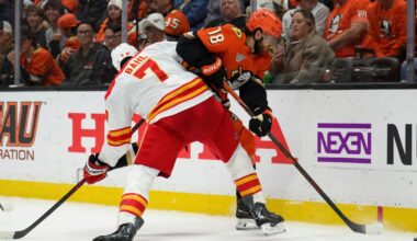 Pospisil's tiebreaking third-period goal pushes Flames to first win of the season, 4-2 over Ducks | National Sports