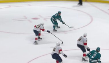 Luca Cagnoni scores in OT in the Sharks' season-opening victory over the Panthers