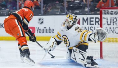 Two Bruins accomplish career firsts as Boston rallies to stun Ducks