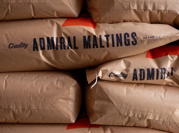 Detail of the last batch of floor malt bags inside Admiral Maltings' last day of operation in Alameda, Calif. on October 2nd, 2026. (Douglas Despres for Bay Area News Group)