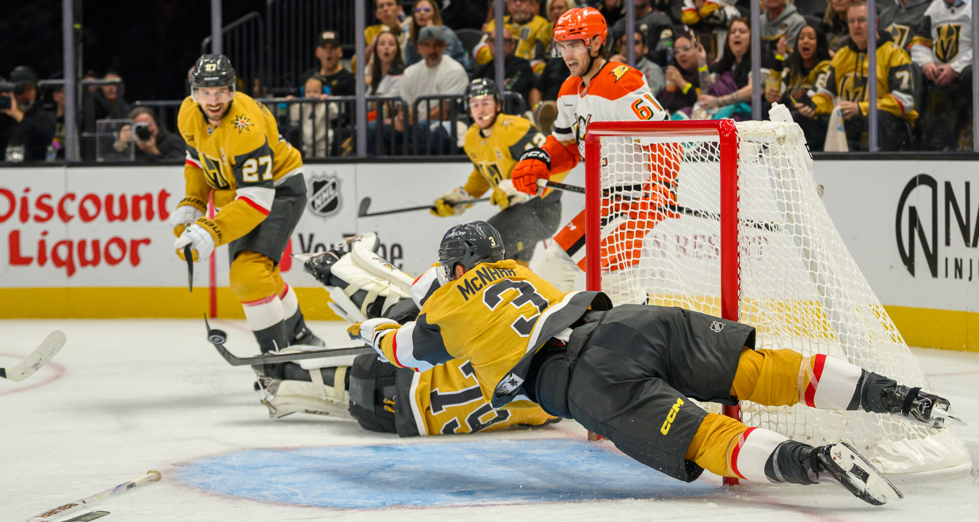 VGK's Third Period Rally Falls Short: Anaheim 4 Vegas 3; Announced Attendance, 17,619 Friday