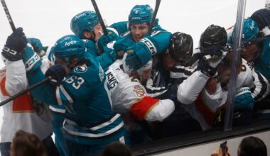 Grier's heavy vision came to life in Sharks' wild, opening-night win