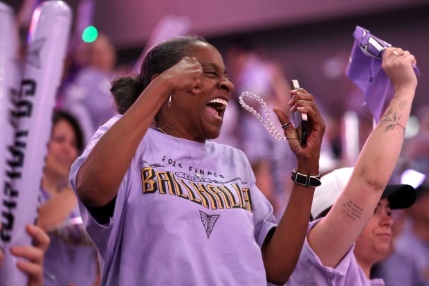 Golden State Valkyries fans cheers in the third quarter of Game 1 of the WNBA Finals against the Atlanta Dream at Chase Center in San Francisco, Calif., on Saturday, Oct. 17, 2026. (Ray Chavez/Bay Area News Group)