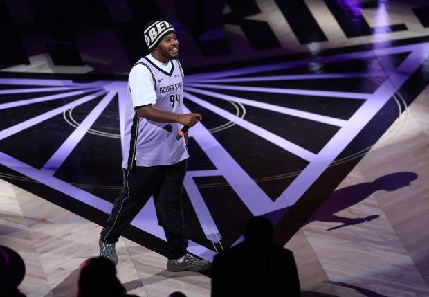 Rapper LaRussell, of Vallejo, performs in during halftime of Game 2 of the WNBA Finals at the Chase Center in San Francisco, Calif., on Monday, Oct. 19, 2026. (Jane Tyska/Bay Area News Group)