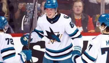 San Jose Sharks winger Adam Gaudette could play against Boston Bruins