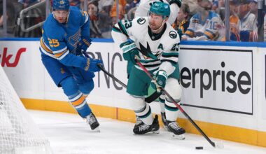 San Jose Sharks, without Macklin Celebrini, beat St. Louis Blues