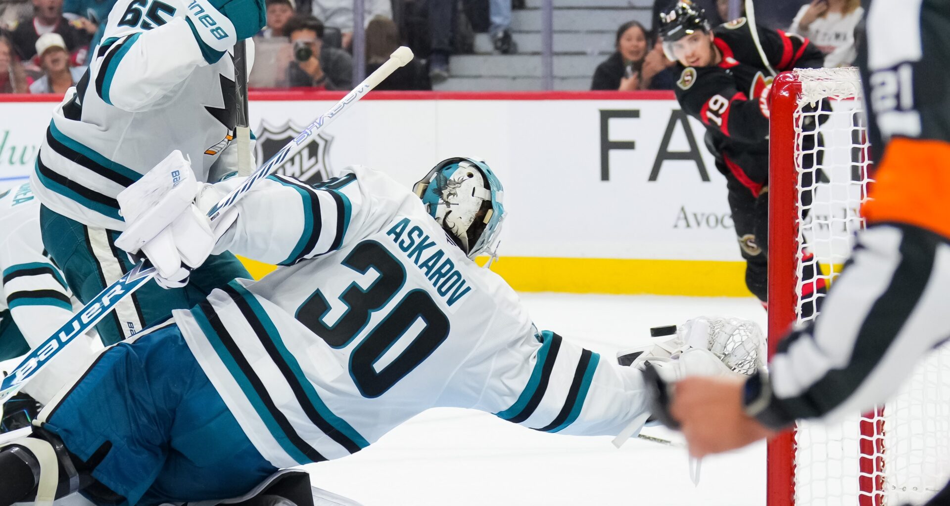 San Jose Sharks, Yaroslav Askarov beat Ottawa Senators