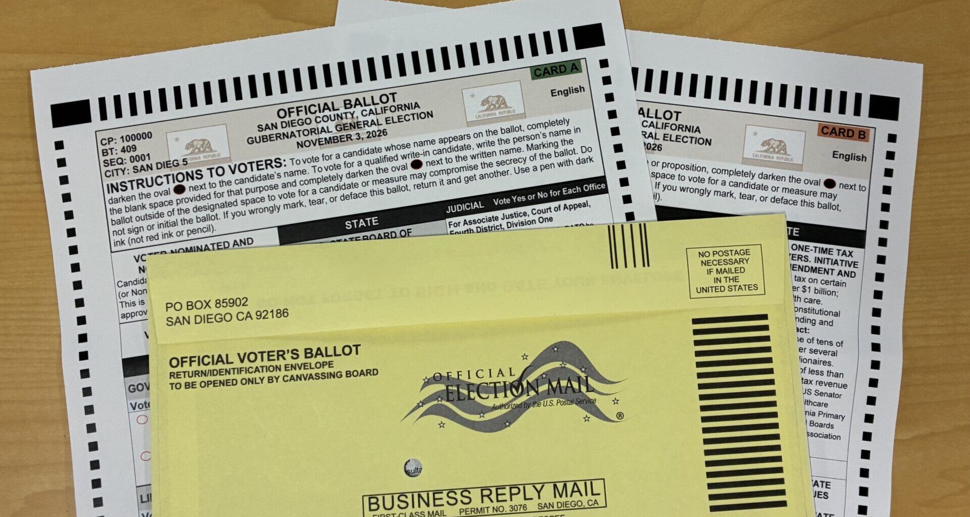 2026 Gubernatorial General Election Ballot