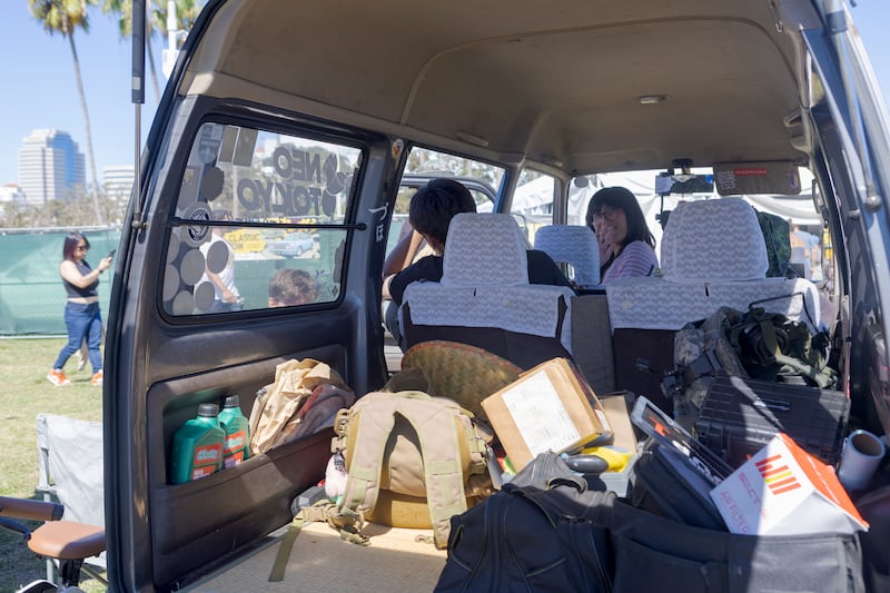 Inside of a miniature minivan imported from Japan
