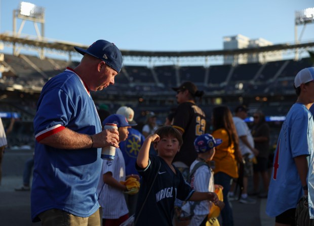 Cubs and Padres fans arrive for Game 2 of their wild-card series on Sept. 30, 2026, in San Diego. (Brian Cassella/Chicago Tribune)
