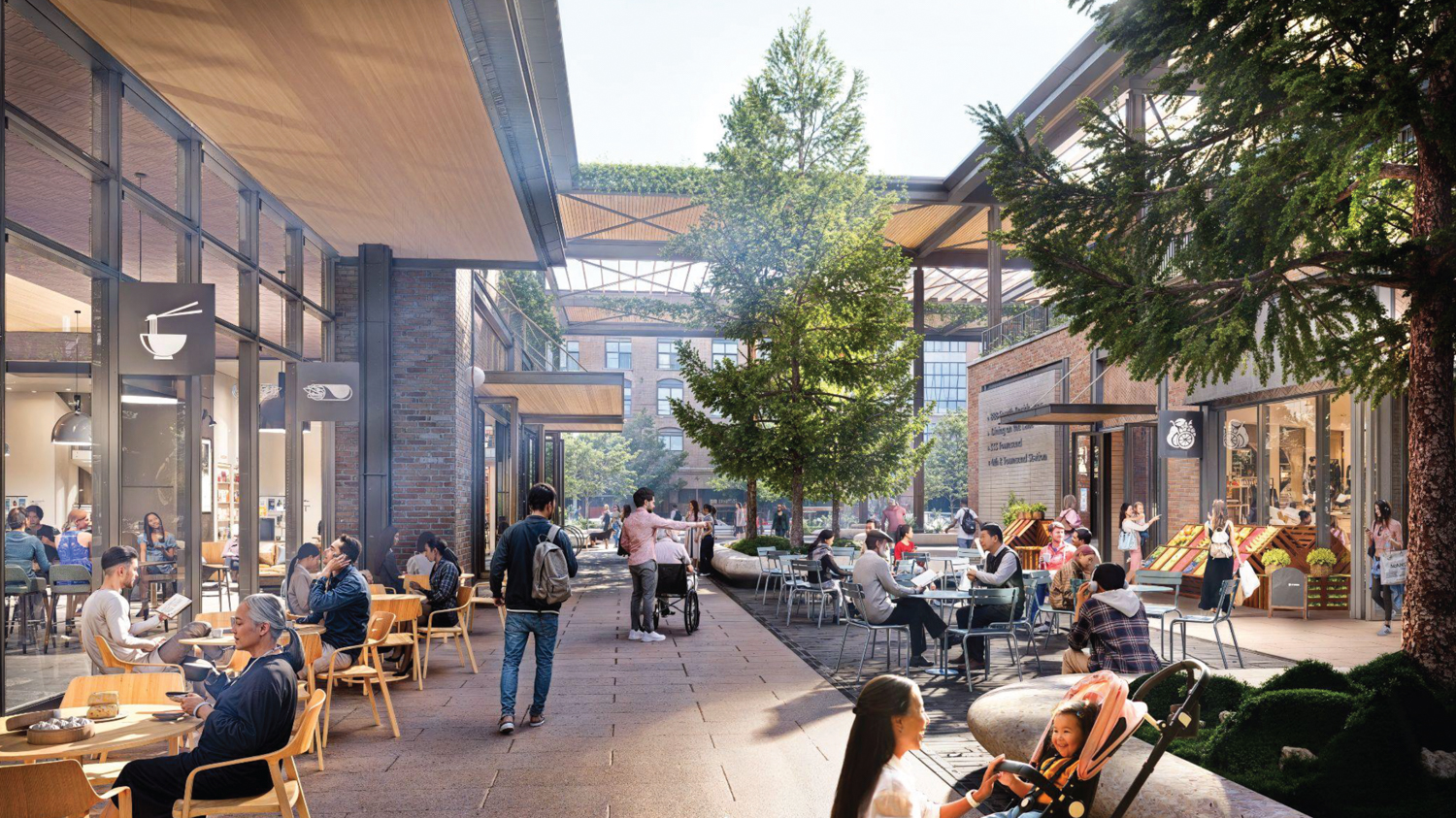 Caltrain San Francisco Railyards view of Station Lane, illustration by Prologis