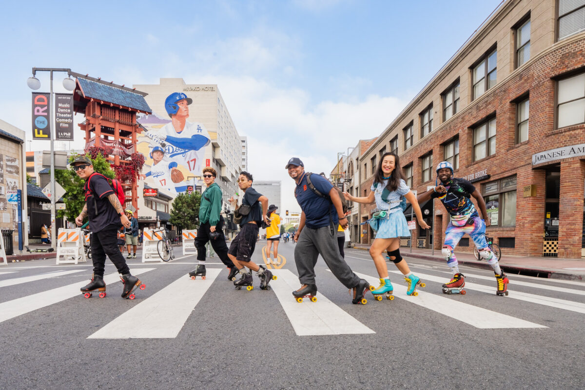 people rollerskating in the streets of LA