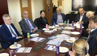 Consul General of Greece in San Francisco Grigoris Tassiopoulos, second from left, met with faculty and students in the University of Washington Hellenic Studies program over lunch. Photo: Courtesy of Hellenes of the Northwest