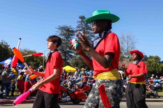 Prescott Circus Theatre members participate in the Oakland Black Cowboy Association's 52nd Annual Parade and Festival at DeFremery Park in Oakland, Calif., on Saturday, Oct. 3, 2026. The event brought the community together under the theme "Preserving Our Heritage, Inspiring Our Future," featuring live entertainment, line dancing, youth activities, pony rides, food, local vendors and community resources. (Ray Chavez/Bay Area News Group)