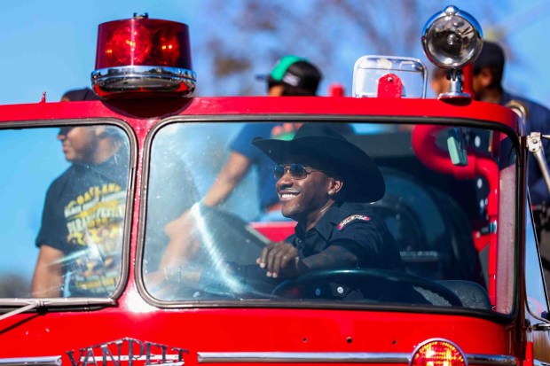 Oakland firefighters participate in the Oakland Black Cowboy Association's 52nd Annual Parade and Festival at DeFremery Park in Oakland, Calif., on Saturday, Oct. 3, 2026. The event brought the community together under the theme "Preserving Our Heritage, Inspiring Our Future," featuring live entertainment, line dancing, youth activities, pony rides, food, local vendors and community resources. (Ray Chavez/Bay Area News Group)