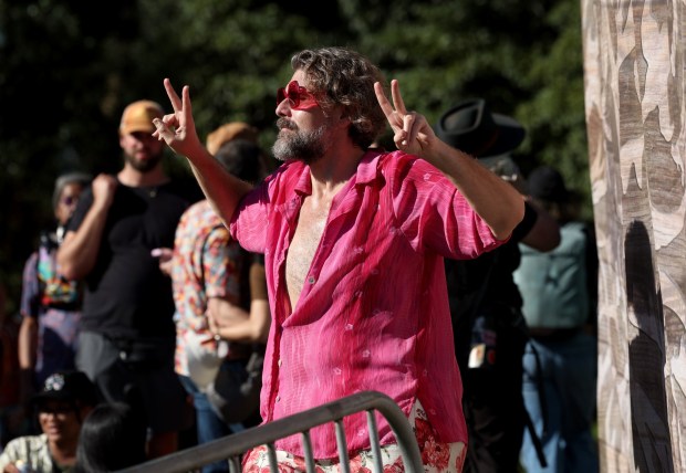 Charles Lighthouse, of San Francisco, dances as musicians perform on the Banjo Stage at the Hardly Strictly Bluegrass Festival in Golden Gate Park in San Francisco, Calif., on Saturday, Oct. 3, 2026. (Jane Tyska/Bay Area News Group)