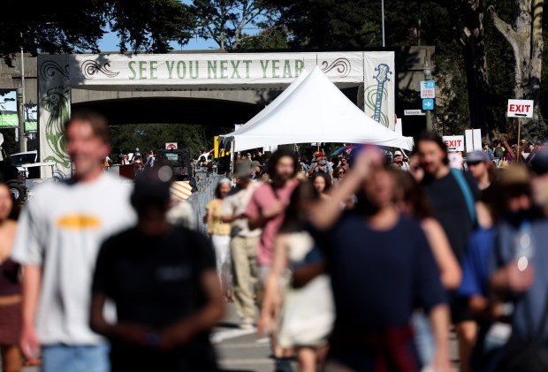 Festivalgoers head to stages at the Hardly Strictly Bluegrass Festival in Golden Gate Park in San Francisco, Calif., on Saturday, Oct. 3, 2026. (Jane Tyska/Bay Area News Group)
