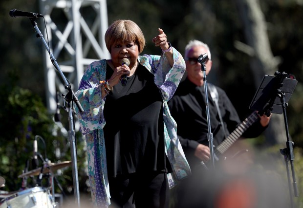 Mavis Staples performs on the Banjo Stage at the Hardly Strictly Bluegrass Festival in Golden Gate Park in San Francisco, Calif., on Saturday, Oct. 3, 2026. (Jane Tyska/Bay Area News Group)