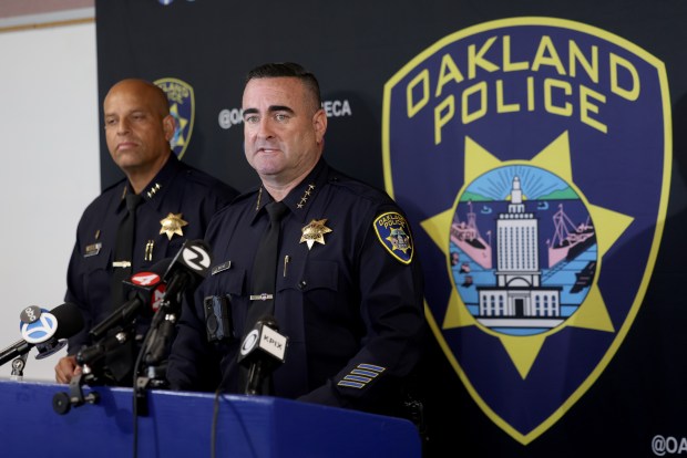 Police Chief James Beere speaks during a cold case press conference at police headquarters in downtown Oakland, Calif., on Thursday, Oct. 1, 2026. Beere and the FBI identified a girl whose body was found at the St. Louis Hotel in Oakland 57 years ago as Joanne Yvonne Burdick 16. (Jane Tyska/Bay Area News Group)