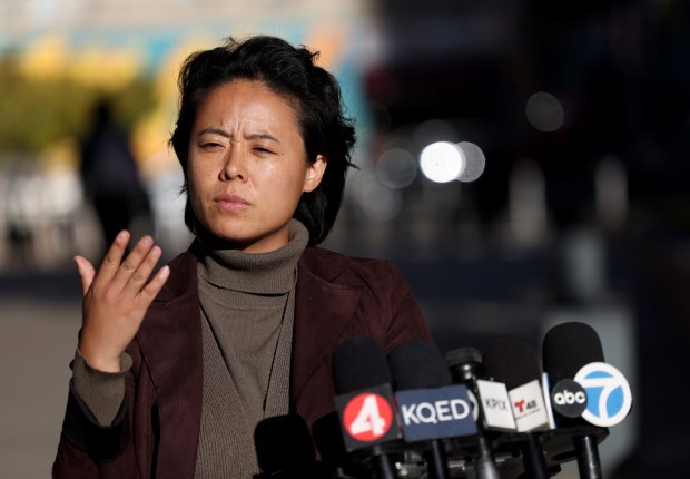 District 2 councilmember Charlene Wang speaks during a press conference outside of the Phillip Burton Federal Building and U.S. Courthouse in San Francisco, Calif., on Tuesday, Sept. 29, 2026. U.S. District Court Judge William Orrick made a decision to relinquish federal oversight of the Oakland police department to Oakland city leaders for the first time since 2003. (Jane Tyska/Bay Area News Group)