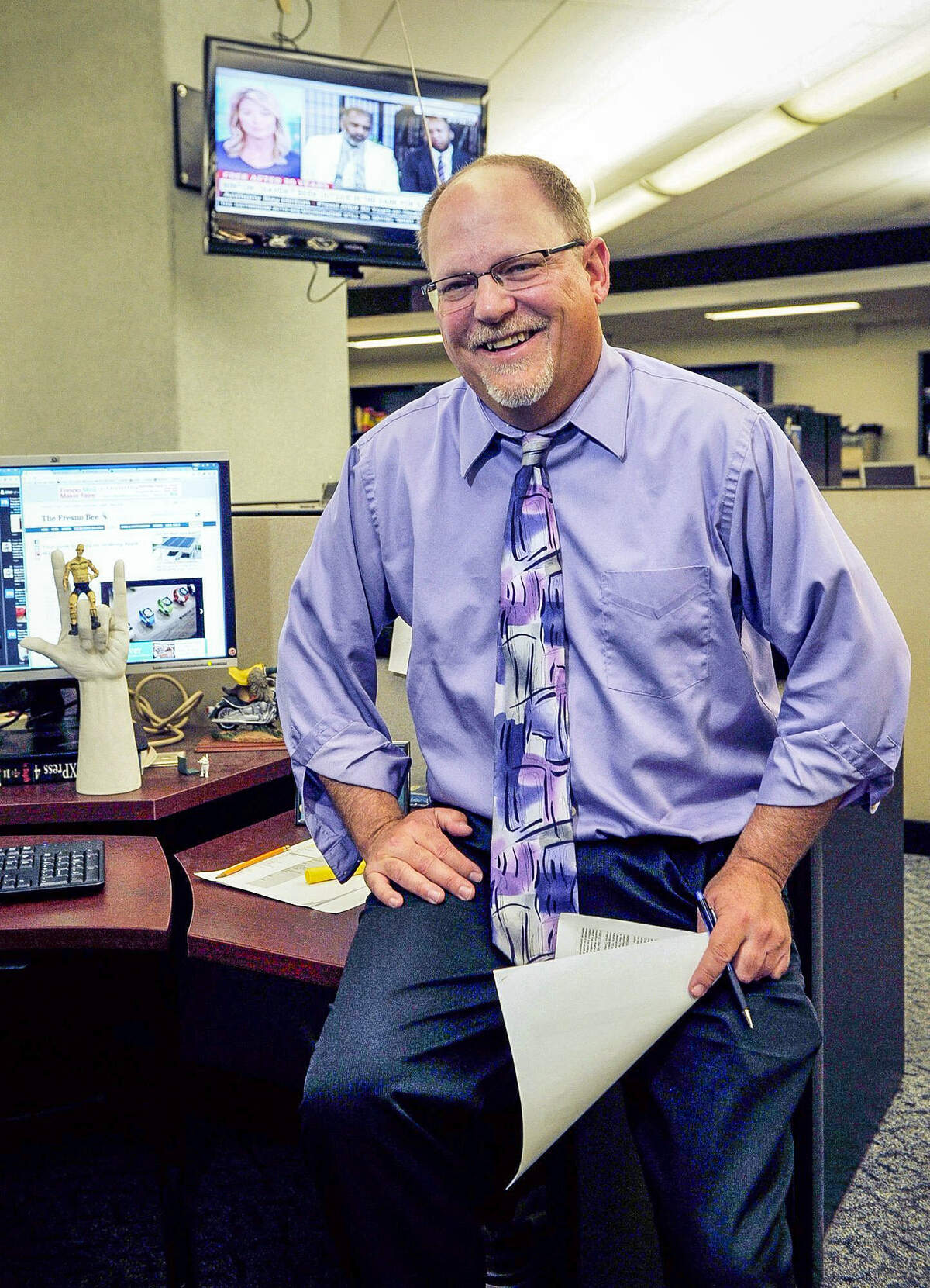 John Rich, former managing editor at the Fresno Bee, photographed Friday, April 10, 2015 in the Fresno Bee newsroom.