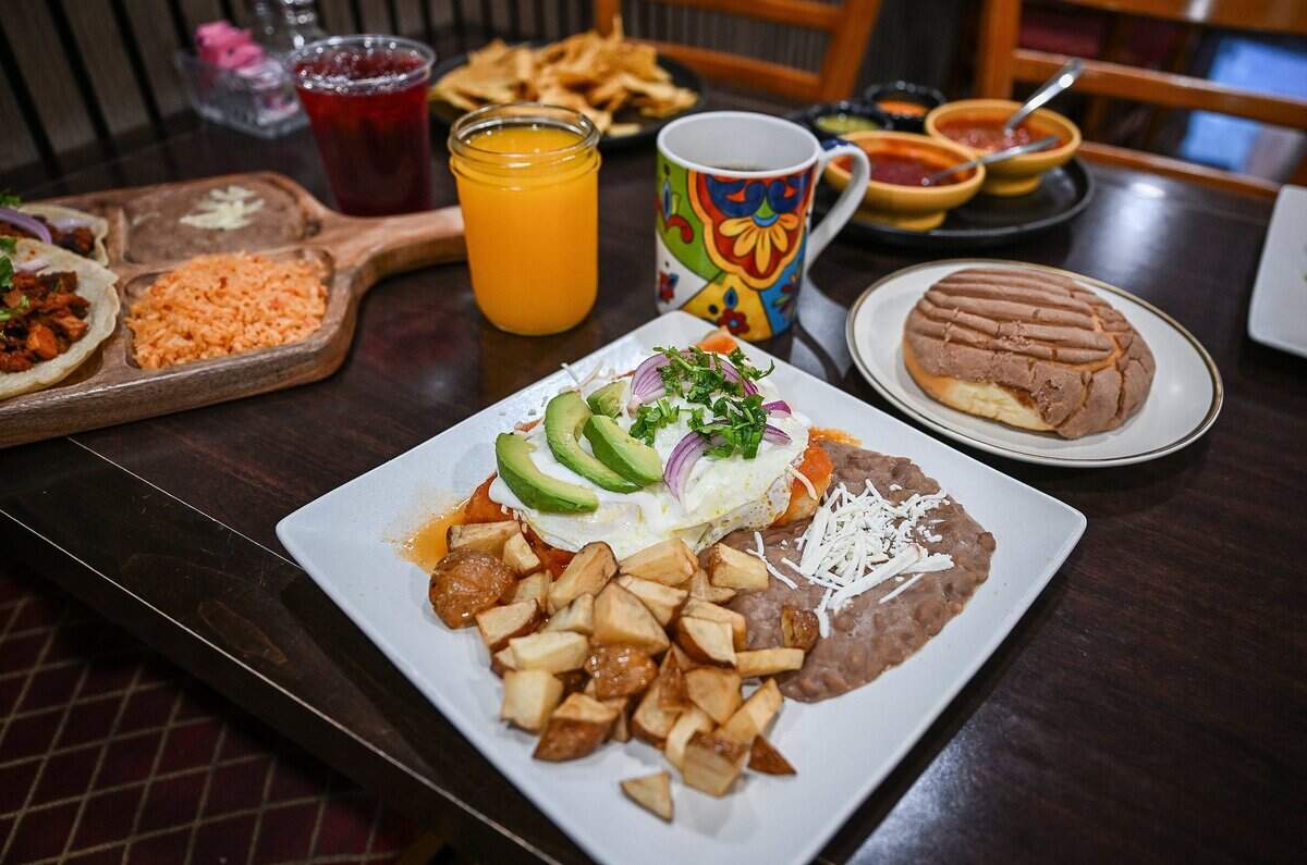 Breakfast items like chilaquiles along with other dishes are served up at Masa Madre, a New Mexican restaurant on the northeast corner of Palm and Bullard in Fresno.