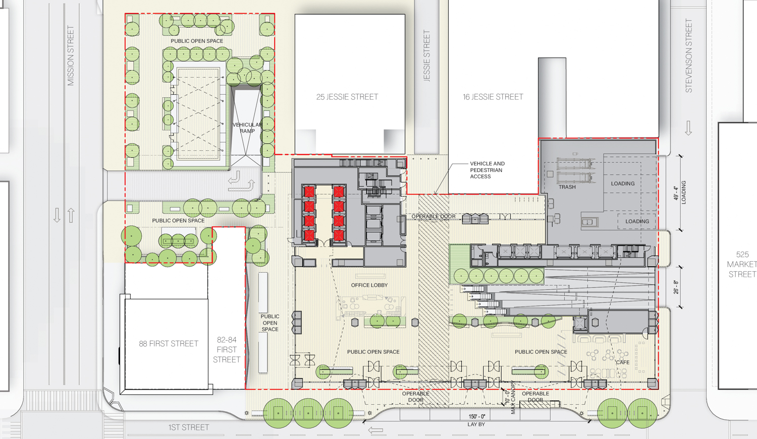 Fifty at First site plan, illustration by Gensler