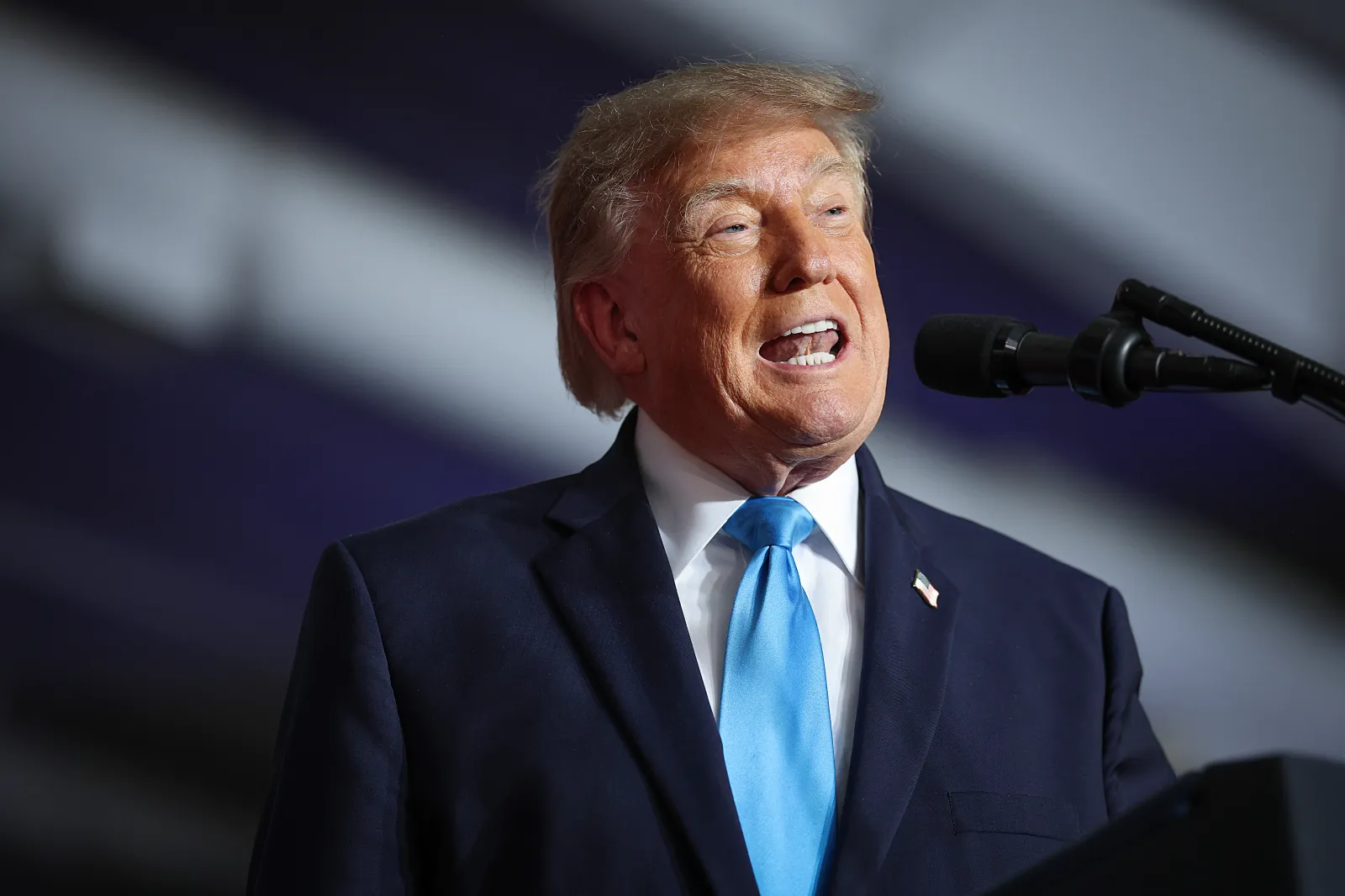 U.S. President Donald Trump speaks during a campaign rally at Pinnacle Bank Expo Center on the Nebraska State Fairgrounds on October 5 in Grand Island, Nebraska.