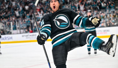 Celebrini, Sherwood To Take Sharks Warmups v. Oilers
