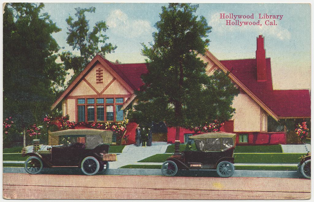 Hollywood Library 1920s Postcard