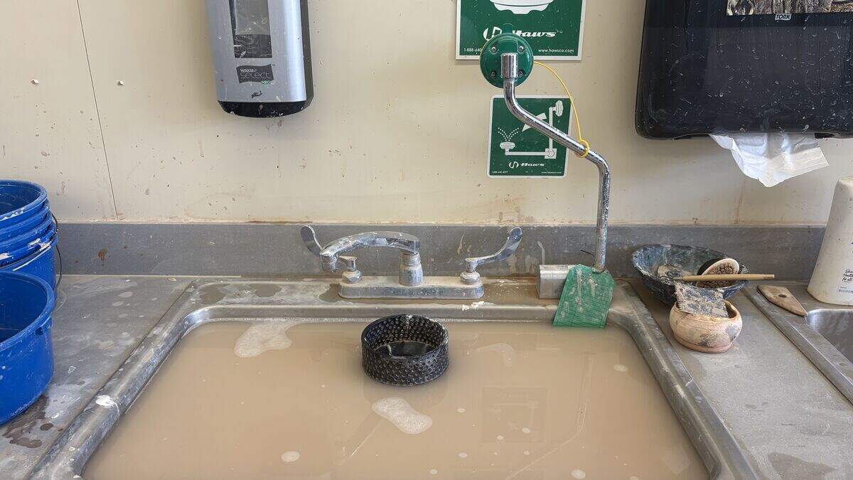 Without appropriate sediment traps, the sink drains in the ceramics studio in Sacramento State’s Kadema Hall often get clogged, Oct. 1, 2026. Without appropriate sediment traps, the sink drains in the ceramics studio in Sacramento State’s Kadema Hall often get clogged, Oct. 1, 2026.