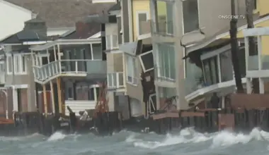 Powerful Waves Batter Long Beach Homes