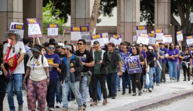 State workers picket in downtown LA during one-day strike over wages, health care and telework – Daily News