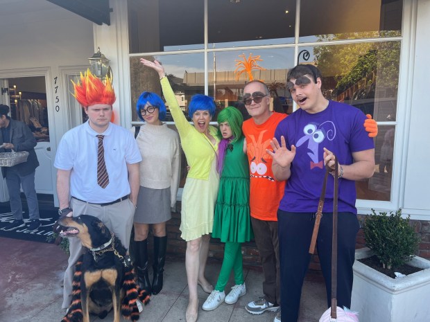 Connor, Mike, Hannah and Cameron and Jenn Brown, along with Christina Reeder (second from left), modeled their costumes off of "Inside Out 2" at Creepy Candy Crawl's 2025 edition. (Noah Lyons)
