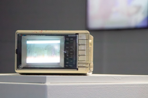 "Off-Screen Space" displays still and video art beyond traditional screens or across several. (Erika Johnson / UC San Diego)