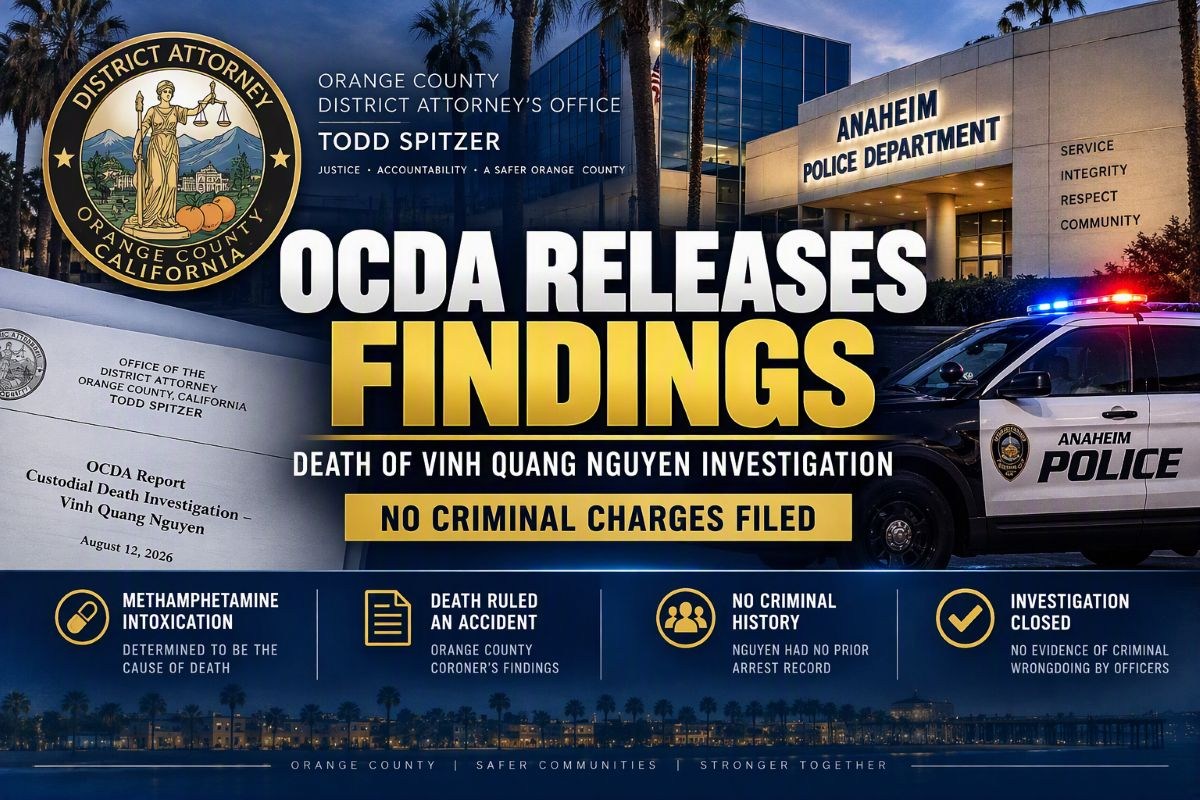 OCDA clears Anaheim Police in death of inmate, meth intoxication blamed