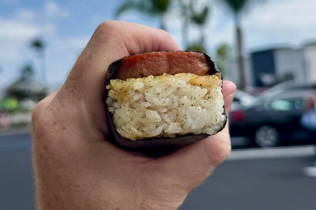 Spam musubi at 'Ai Pono Cafe and Exit 8 Bodega in Costa Mesa. (Brock Keeling, SCNG)
