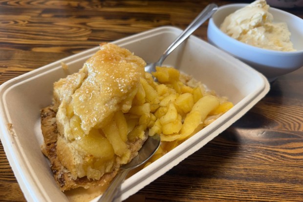 Mile High Apple Pie from Apple Annie's Bakery & Restaurant in Oak Glen. (Carolyn Burt, SCNG)