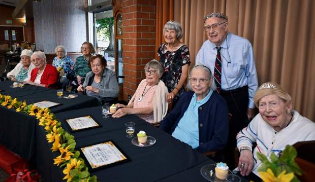 Ten centenarians, whose ages range from 100 to 109, celebrate milestone birthdays at Rowntree Gardens in Stanton on Friday, Oct. 9, 2026. (Photo by Karen Tapia, Orange County Register/SCNG)