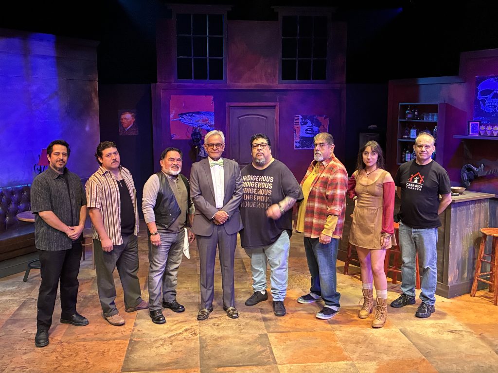 Cast and creative team of Dive Bar gather onstage at CASA 0101 Theater in Boyle Heights for the world premiere production.
