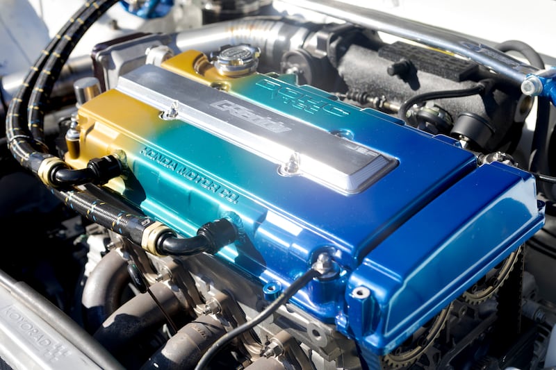 A painted engine cover