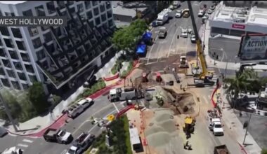 Restoration work on Sunset Blvd. after West Hollywood water main break – NBC Los Angeles