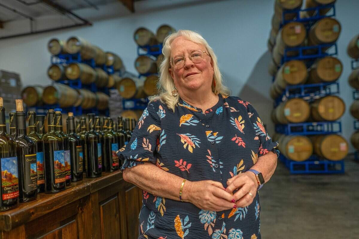 Winemaker Carol Shelton at her wine business in Santa Rosa on Wednesday. She said Trump has “screwed us royally in the wine business for years.” Shelton said the cost of glass from China has increased 25%.