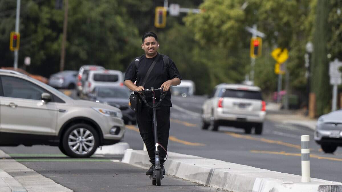 Franklin Boulevard has been narrowed from four lanes to two to accommodate bike lanes in both directions in Sacramento on Thursday, Aug. 27, 2026. The project also aims to improve safety and accessibility along the corridor.