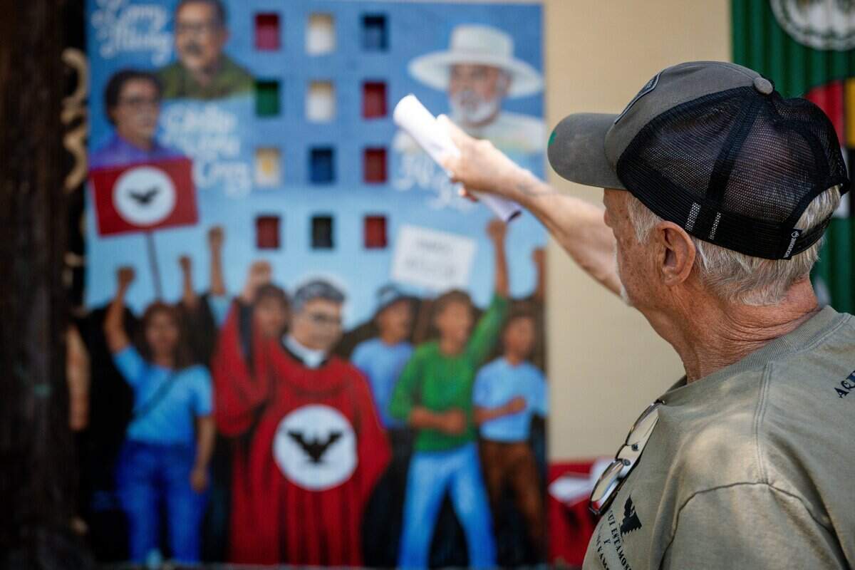 Artist Richard Alcala talks about the creating of the Indigenous and Latino Heritage mural at Southside Park in Sacramento in August.