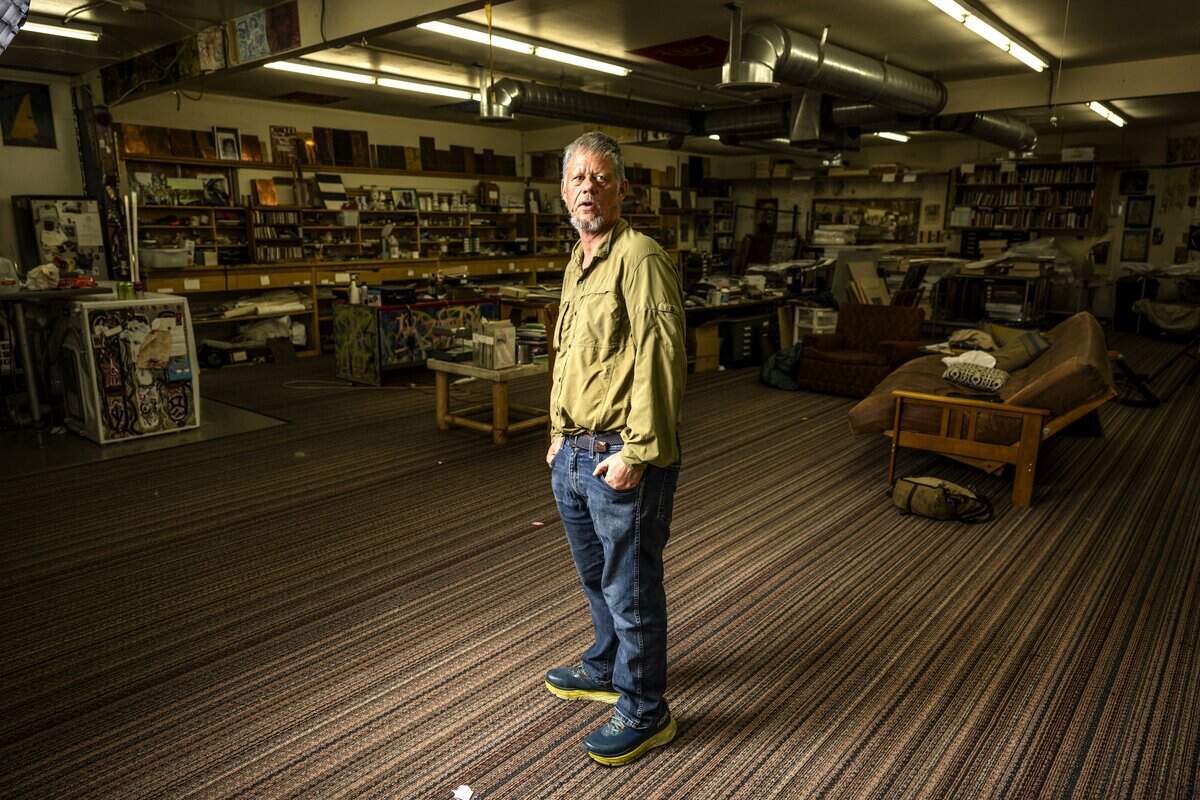 Sacramento novelist and journalist William T. Vollmann at his studio in September. Vollmann’s latest release is a four-volume novel titled “A Table for Fortune.”