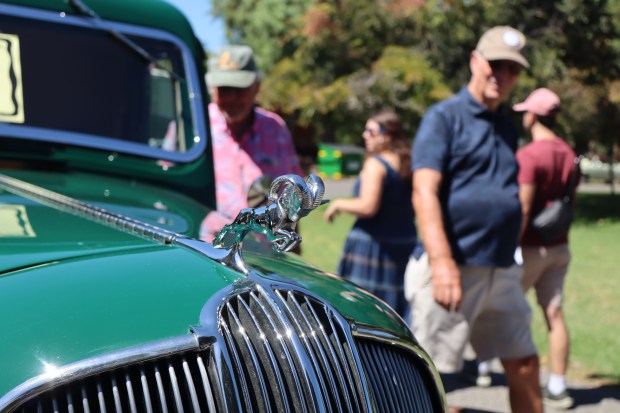 The polished ornament on this 1936 Dodge is draws a crowd at the 26th annual Cars in the Park at History Park in San Jose, Calif., on Saturday, September 12, 2026. (Kaitan Pawar/Mosaic)