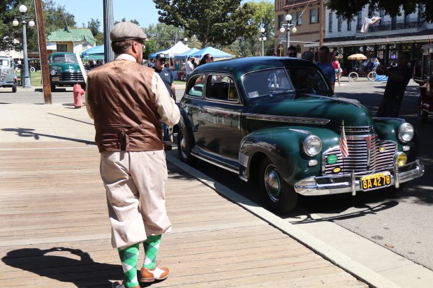 People view cars at the 26th annual Cars in the Park at History Park in San Jose, Calif., on Saturday, September 12, 2026. (Kaitan Pawar/Mosaic)