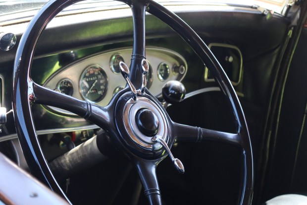 The cockpit of a 1926 Rolls-Royce Springfield Phantom, built elegantly with jewel-like gauges, at the 26th annual Cars in the Park at History Park in San Jose, Calif., on Saturday, September 12, 2026. (Kaitan Pawar/Mosaic)